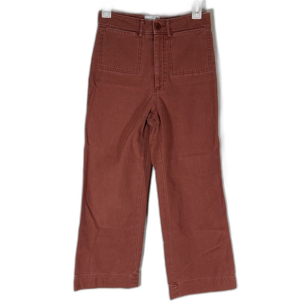 Steven Alan Pants Womens 0 (26x25") Red High Rise Crop Straight Pockets Preppy